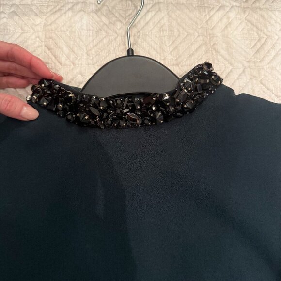 Classy Green Holiday Dress with Black Studded Neckline, Judith and Charles, US 2 - Picture 5 of 6